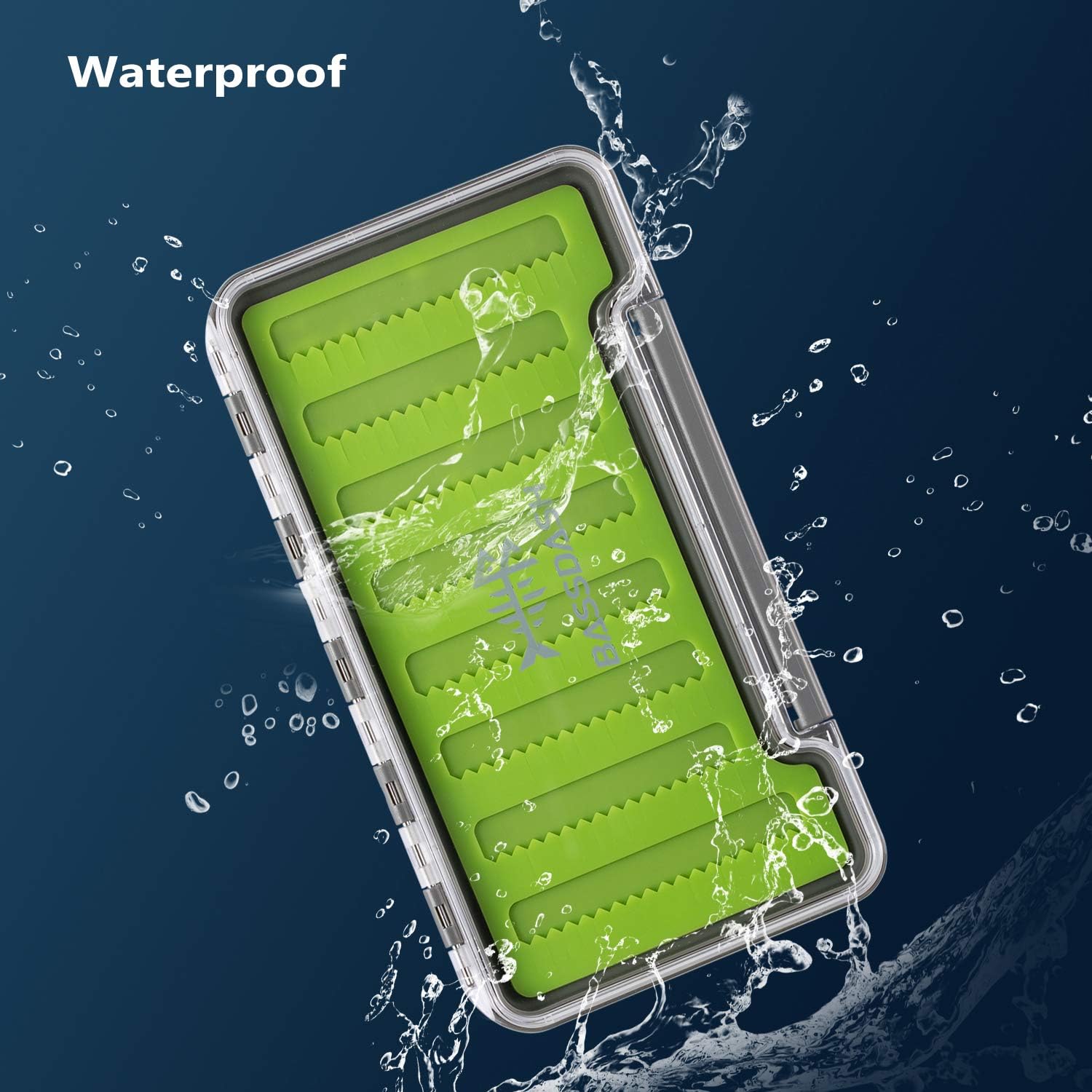 Bassdash Waterproof Fly Box Single/Double Sided Fishing Flies Storage