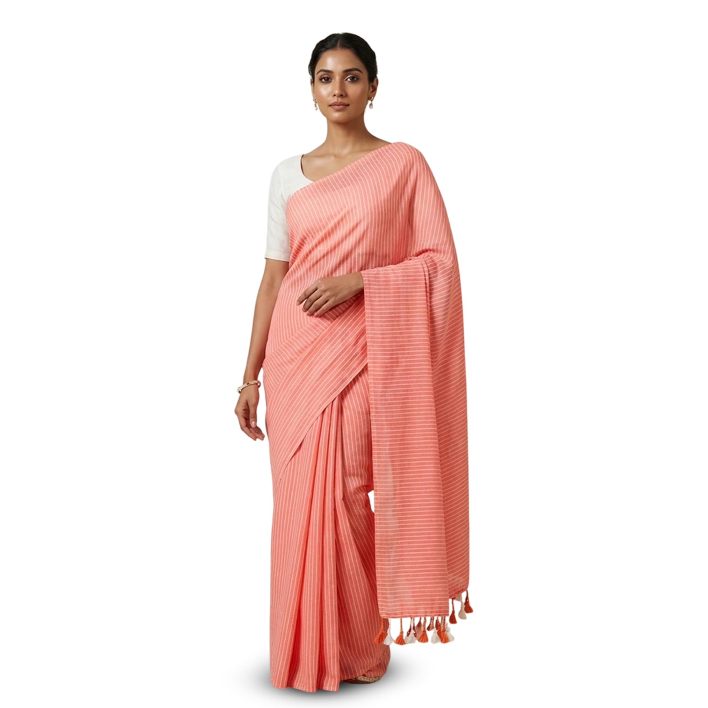 Ramya Vastram Meher Women Pure Cotton Stripe Saree-image-13