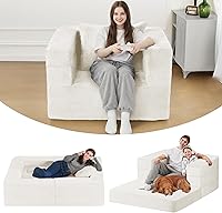 Vista 1 de Cama humana gigante para perro, cama 3 en 1 para perro de tamaño humano con funda de piel sintética lavable, cama grande plegable para mascotas