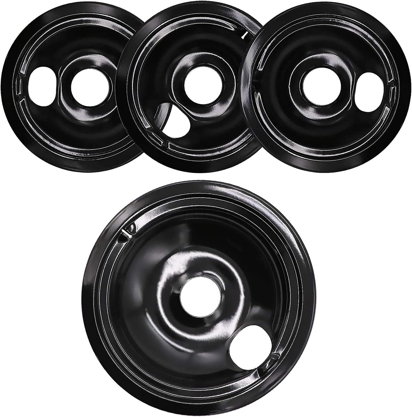 WB31M19 WB31M20 Porcelain Drip Pan Bowls - Includes 1 Pack 8-Inch WB31M19 and 3 Pack 6-Inch WB31M20 - Replacement for Ken-more GE Hotpoint Burner Electric Range