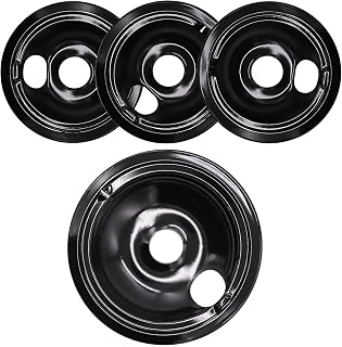 WB31M19 WB31M20 Porcelain Drip Pan Bowls - Includes 1 Pack 8-Inch WB31M19 and 3 Pack 6-Inch WB31M20 - Replacement for Ken-more GE Hotpoint Burner Electric Range