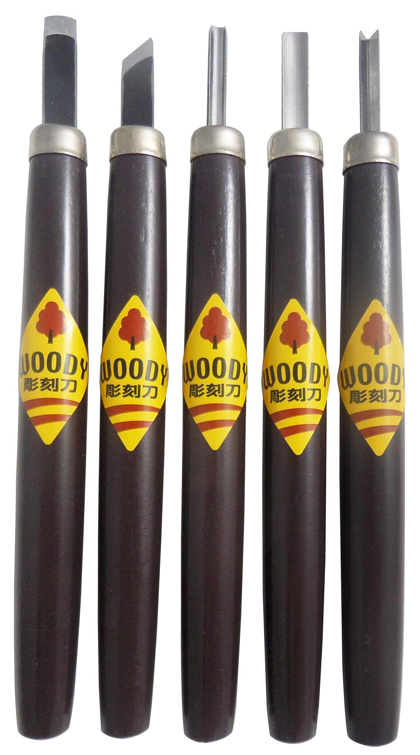 Juego de 5 Cuchillos y Gubias para Madera - Woody Made in Japan