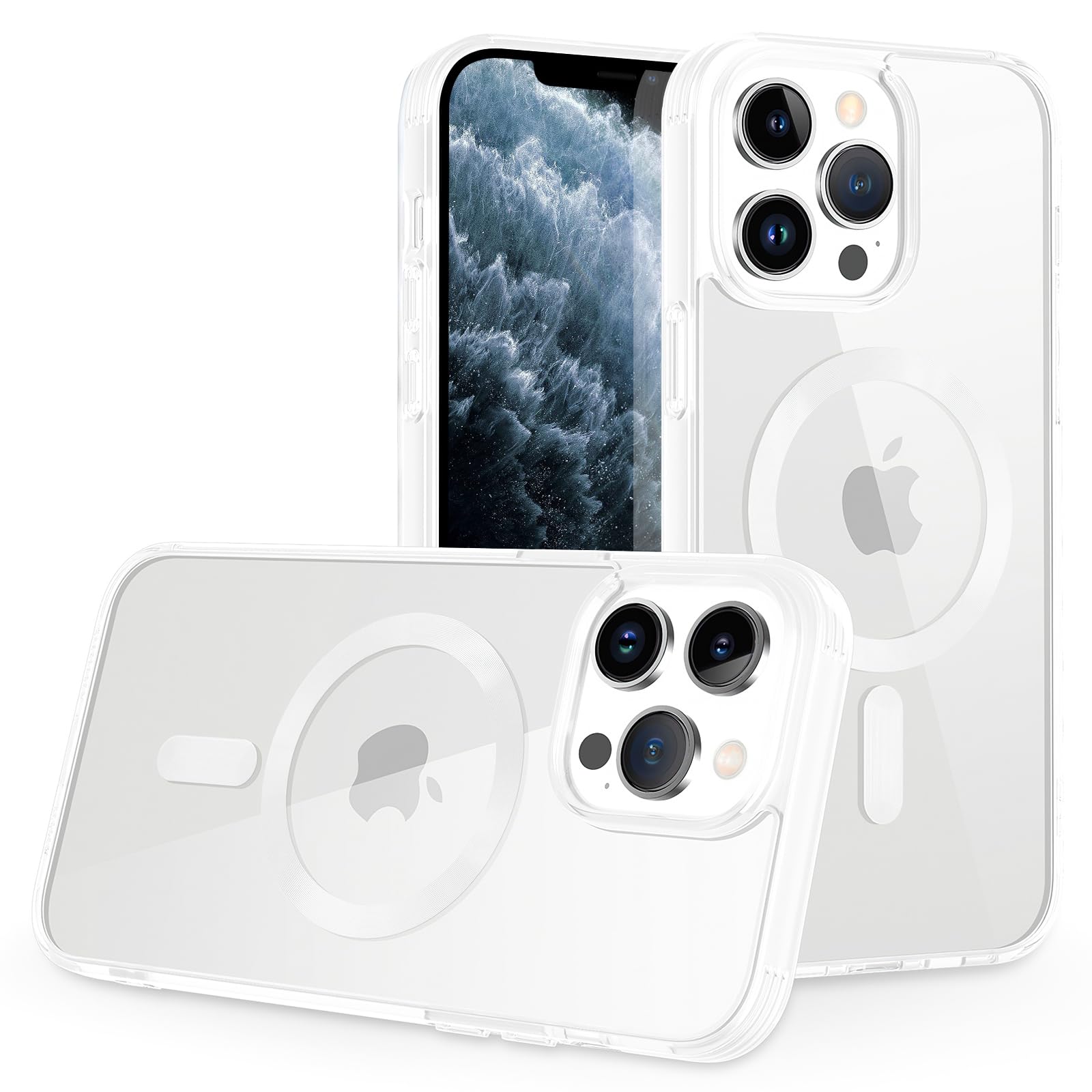 UCHUANGfor iPhone 11 Pro Max Case Cove with MagSafe, [Oil-Proof] [Non-Yellowing] Magnetic Clear Slim Phone Case Bumper Thin Cover for Apple iPhone 11 Pro Max 6.5 inch - White