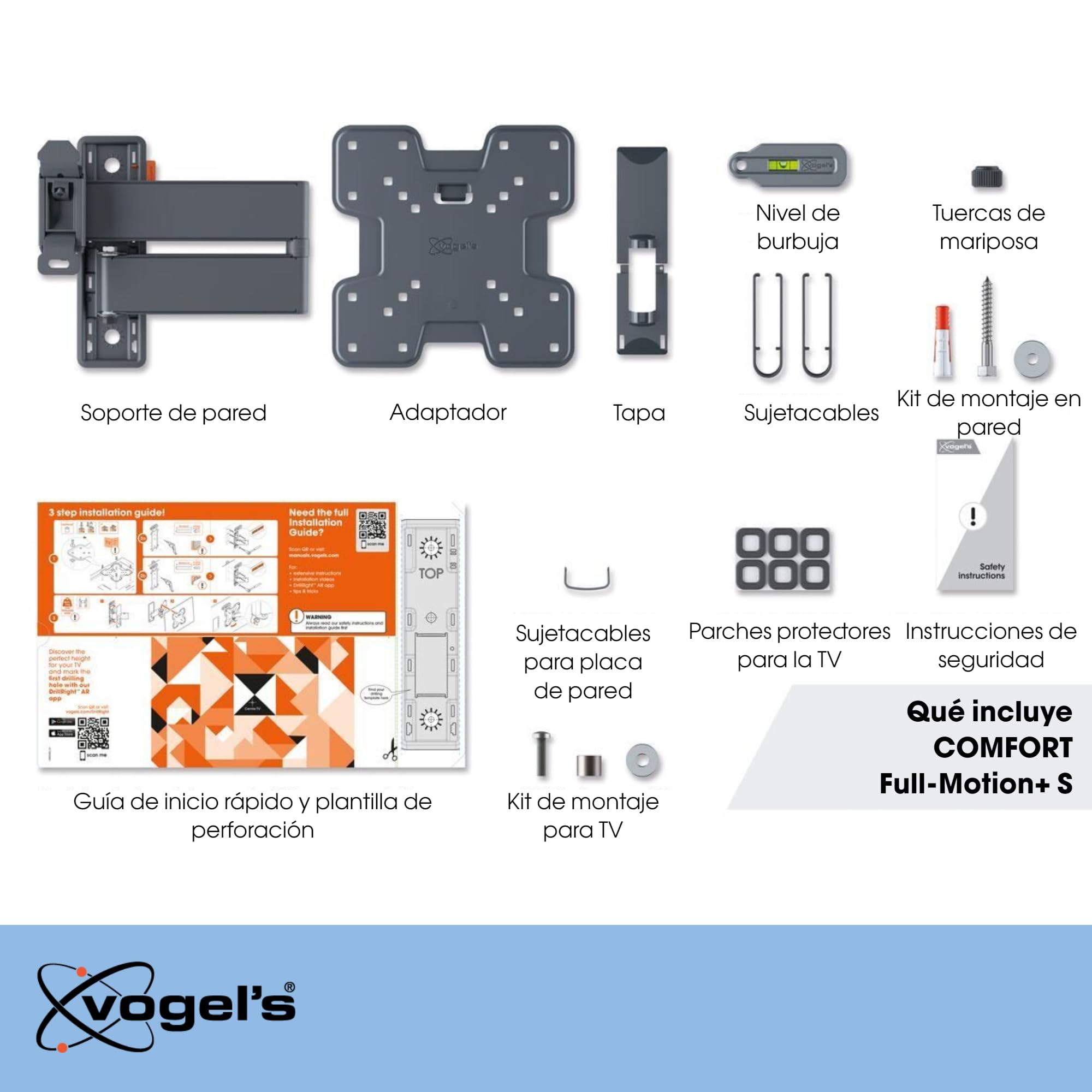 Vogel's TVM 3245 Soporte TV Giratorio para televisores de Entre 19 a 43 Pulgadas, Máx 15 kg, Gira hasta 180º, Inclinable hasta 20º, Soporte para TV máx. VESA 200x200, Compatibilidad Universal