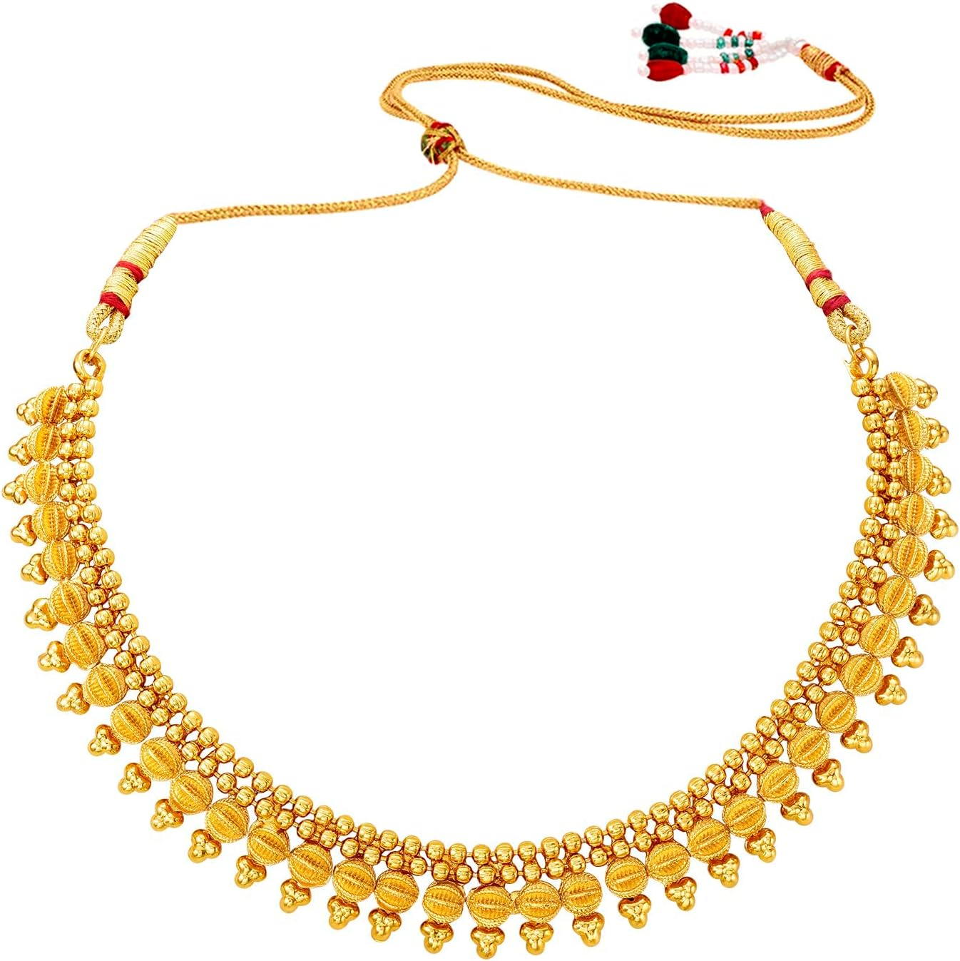 I Jewels 18K Gold Plated Indian Wedding Bollywood Stylish Golden Necklace with Earrings for Women (MC062-MC125)