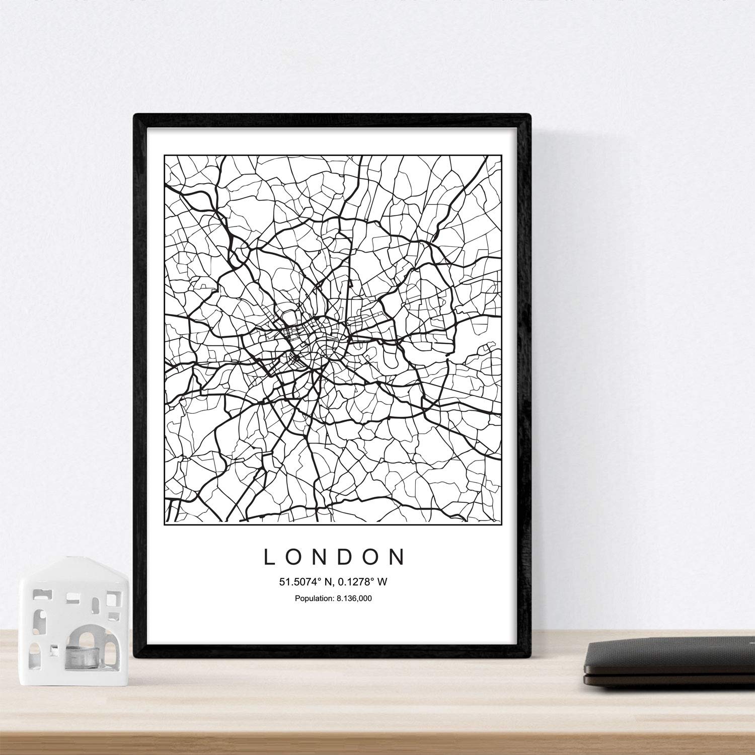 Nacnic Print City Map Seville Scandinavian Style In Black And White. A3 Size,printed Poster Paper No 250 Gr. Paintings, Prints And Posters For Living