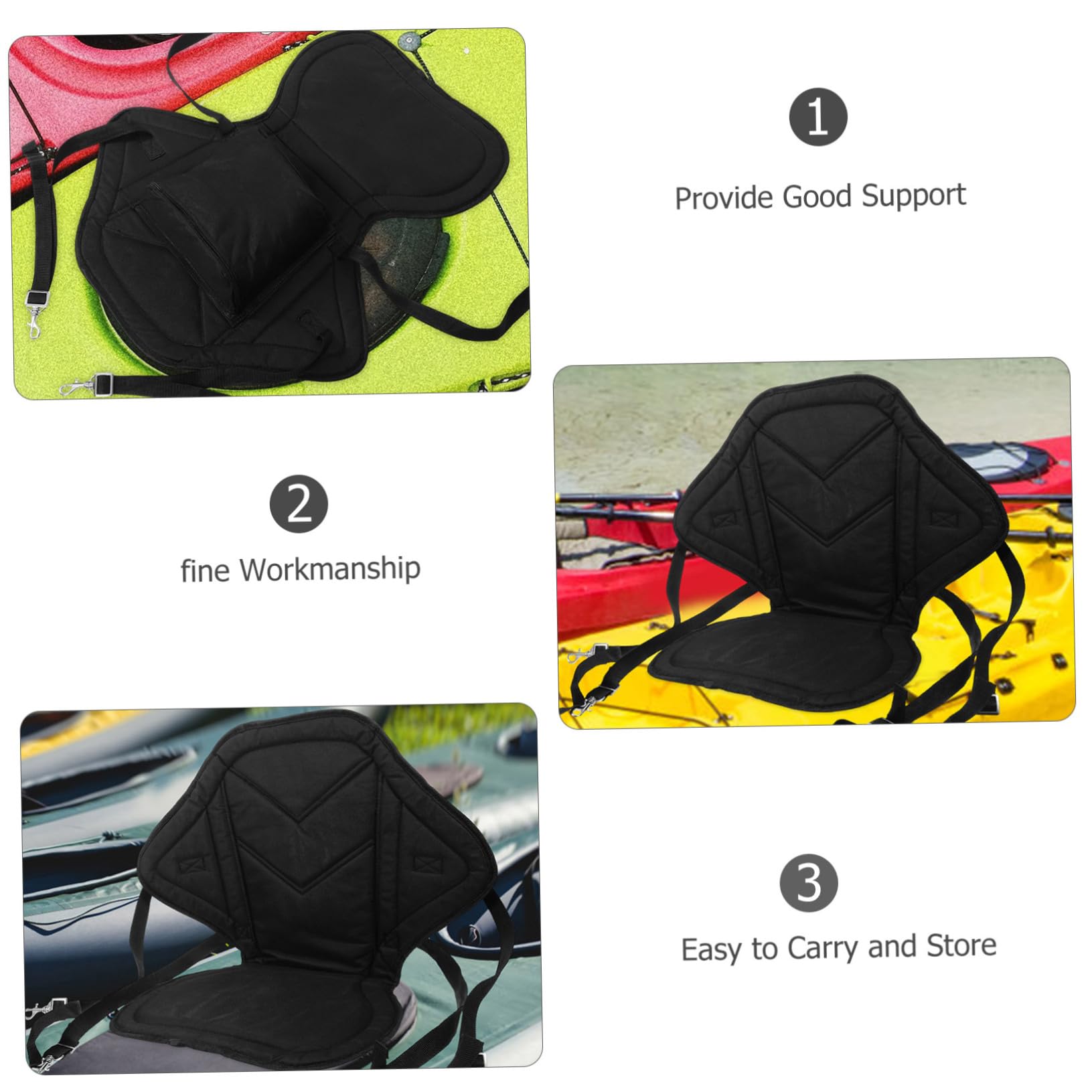 INOOMP Asiento Hinchable para Kayak Negro de Tela Oxford Reutilizable