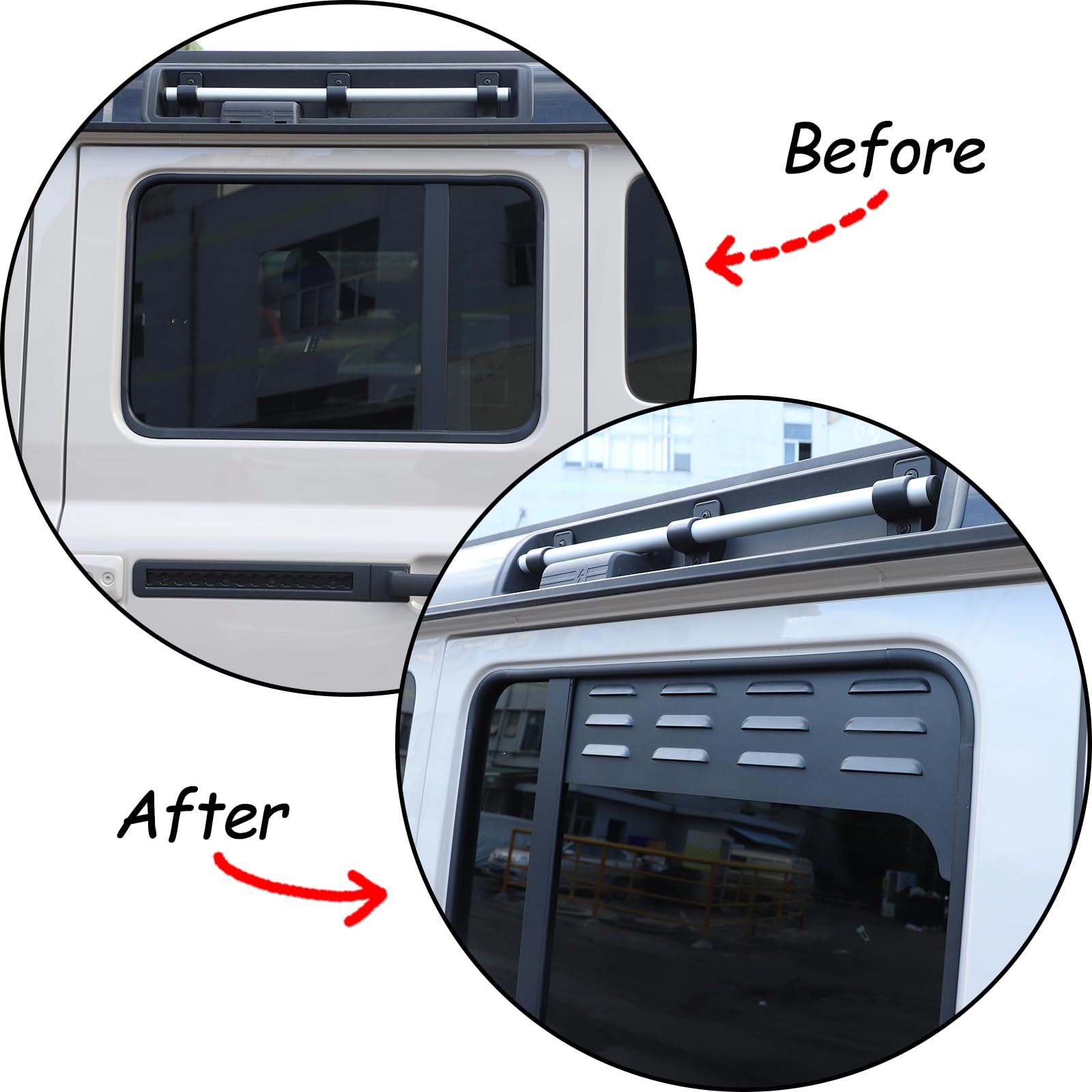 Lüftungsblende für hintere Seitenfenster, kompatibel mit Ineos Grenadier 2020–2024, Zubehör, Außendekoration aus Aluminiumlegierung, 2 Stück