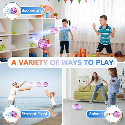 Miniatura 4 de TOMZON Bola de orbe voladora, juguetes geniales para niños y niñas, bola flotante Boomerang Fidget Spinner, dron para niños con luz colorida