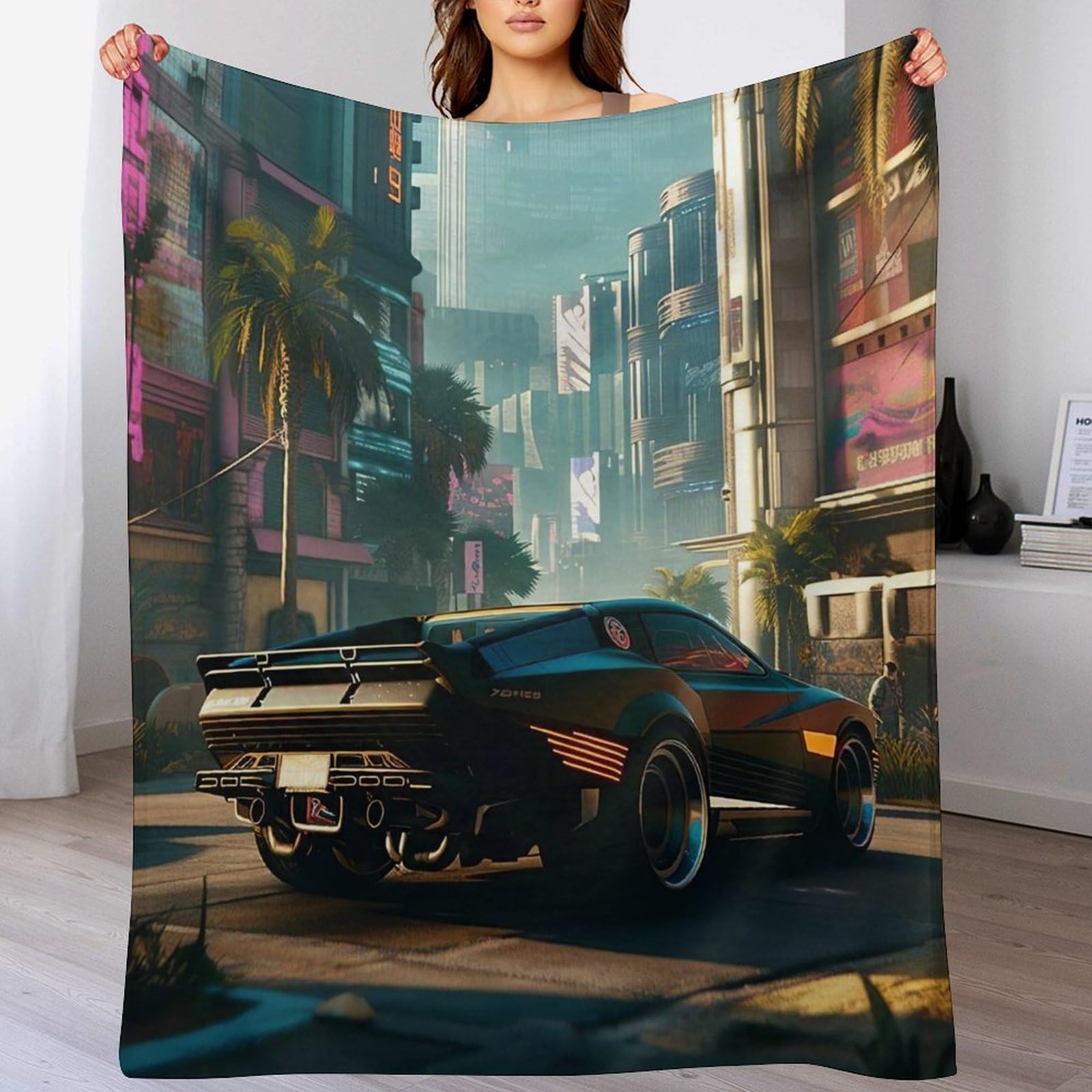 Couverture voiture de sport 3D chaude et douce pour cocooning dans le salon