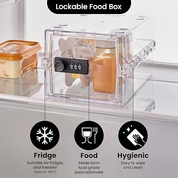 Lockabox MiniTM | Small Lock Box with Combination Lock (Half Letter Sized) | Mini Lockable Box for Small Medicines, Snacks & Mobile Phones | External Size 8.8 x 6.1 x 4.7 Inches (Crystal)