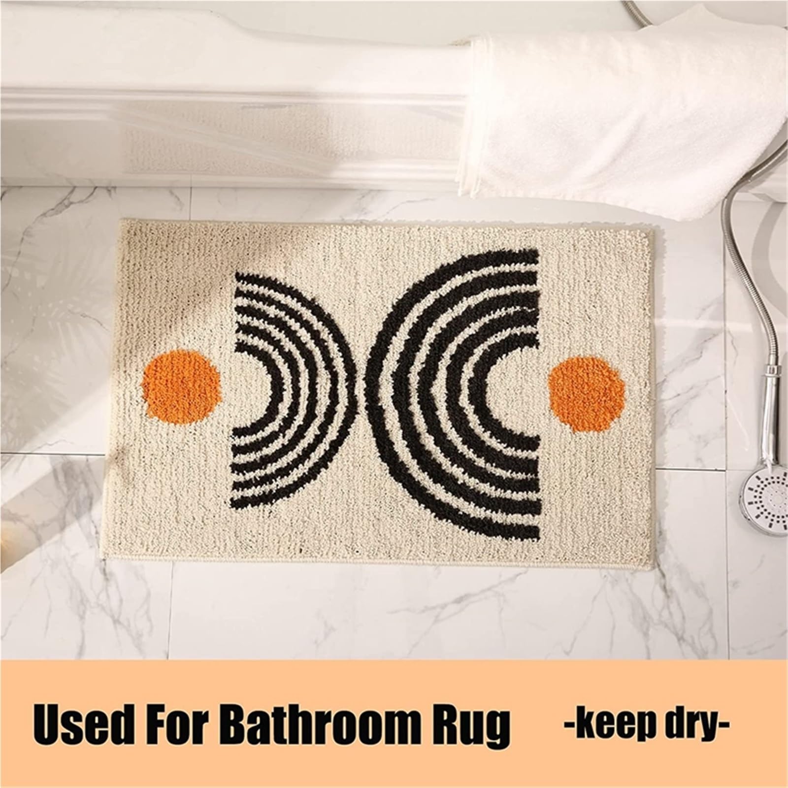 Inyahome, Tappeto da bagno in morbida microfibra, stile bohémien, morbido, lavabile, soffice (crema Yue, 40 x 60 cm)
