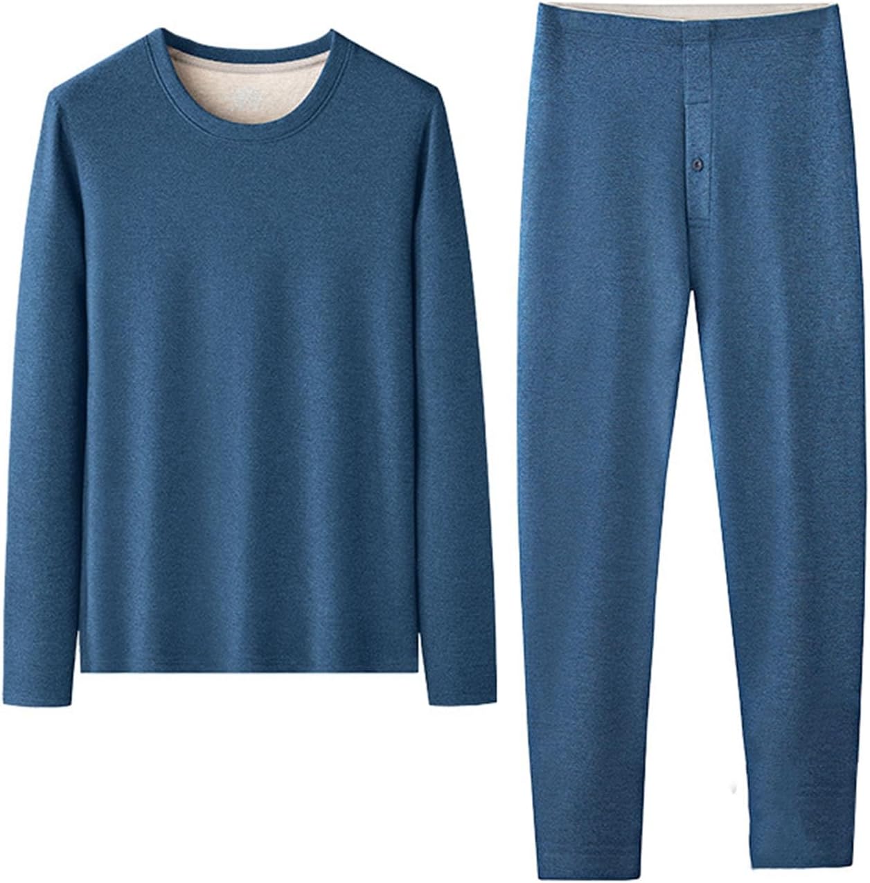 Men's Thermal Underwear Set, Base Layer Set Silk Wool Winter Thermal Set mens Long Johns with Fleece Lined Top Bottom