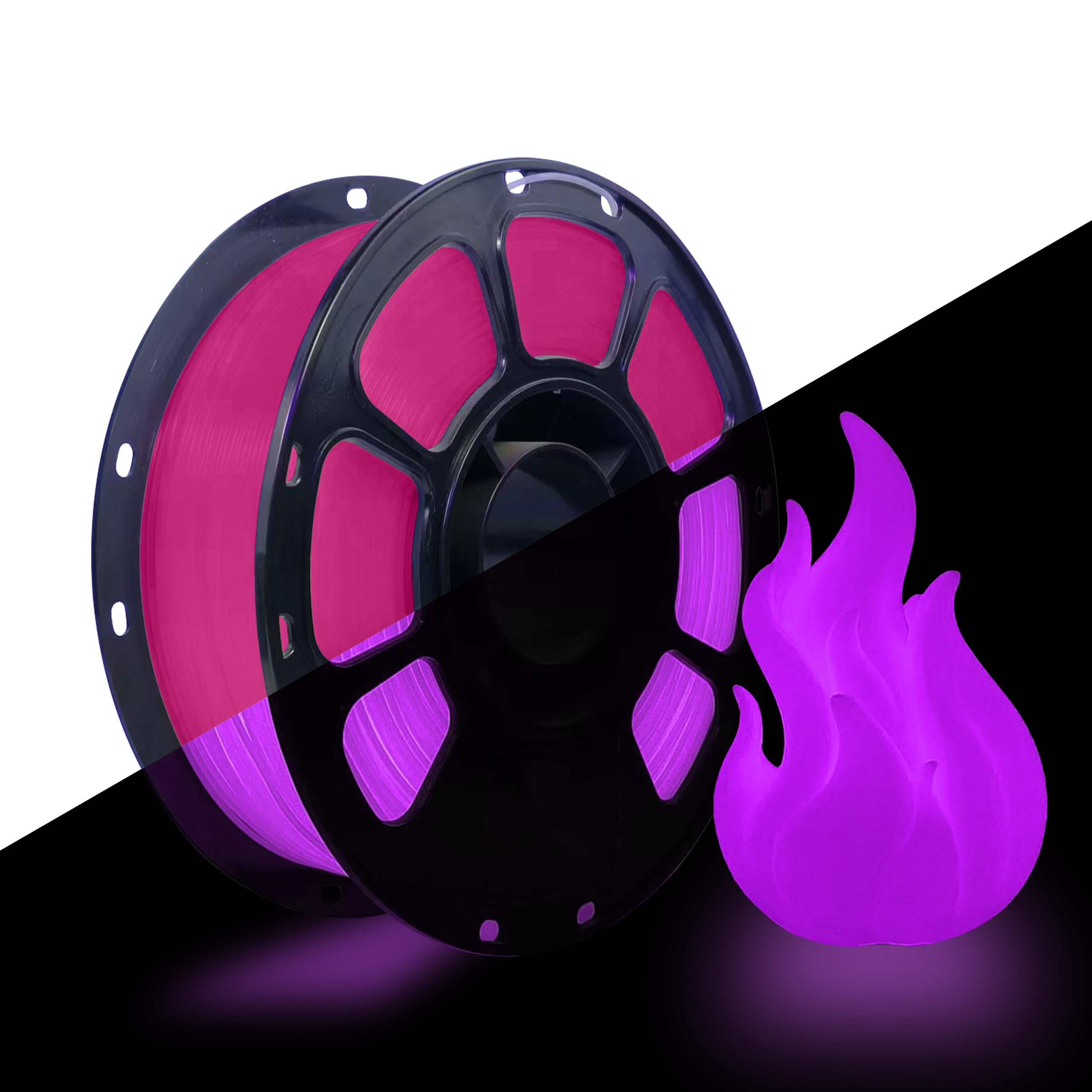 iBOSS 3D PLA Plus Printer Filament, 1.75mm Glow in The Dark Purple PLA+ Filament for 3D Printing, 1kg Spool (2.2lbs), Dimensional Accuracy +/- 0.02 mm, Fit Most FDM 3D Printers, Glow Purple 01