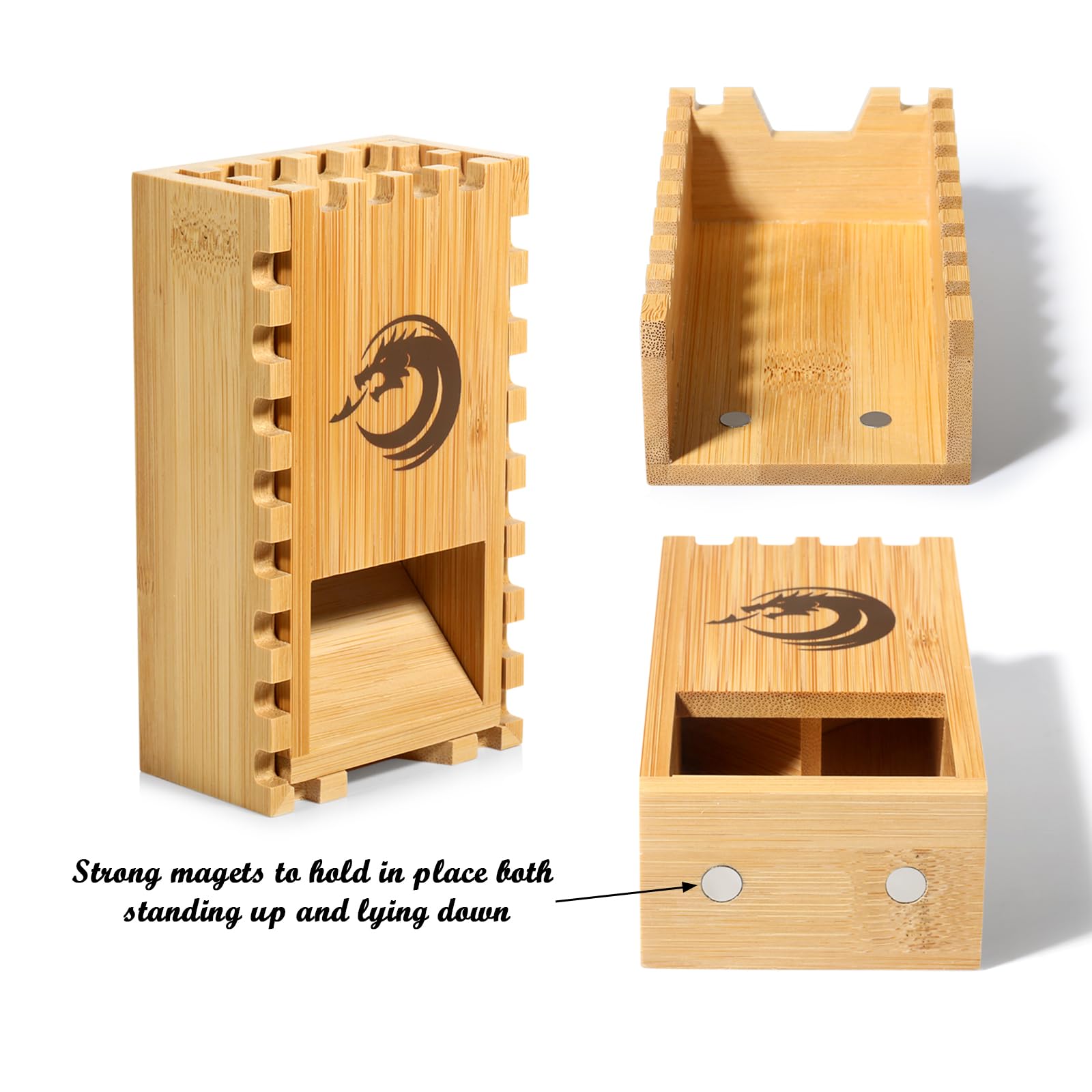 DNDND Bamboo Folding Dice Tower for Dungeons and Dragons D&D Tabletop Game and RPG Games (Skull), 4.45cm x 8.89cm x 14.02cm - Image 3