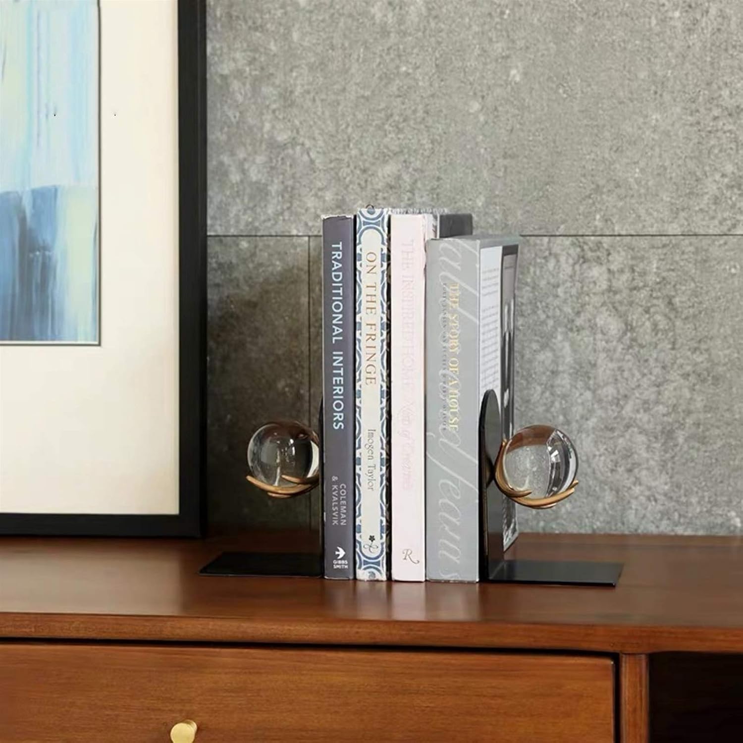 Decorative Bookends Bookends Metal Bookends Black Stainless Steel Decorative Book Ends Heavy Duty Crystal Bookend 1 Pair Book stoppers