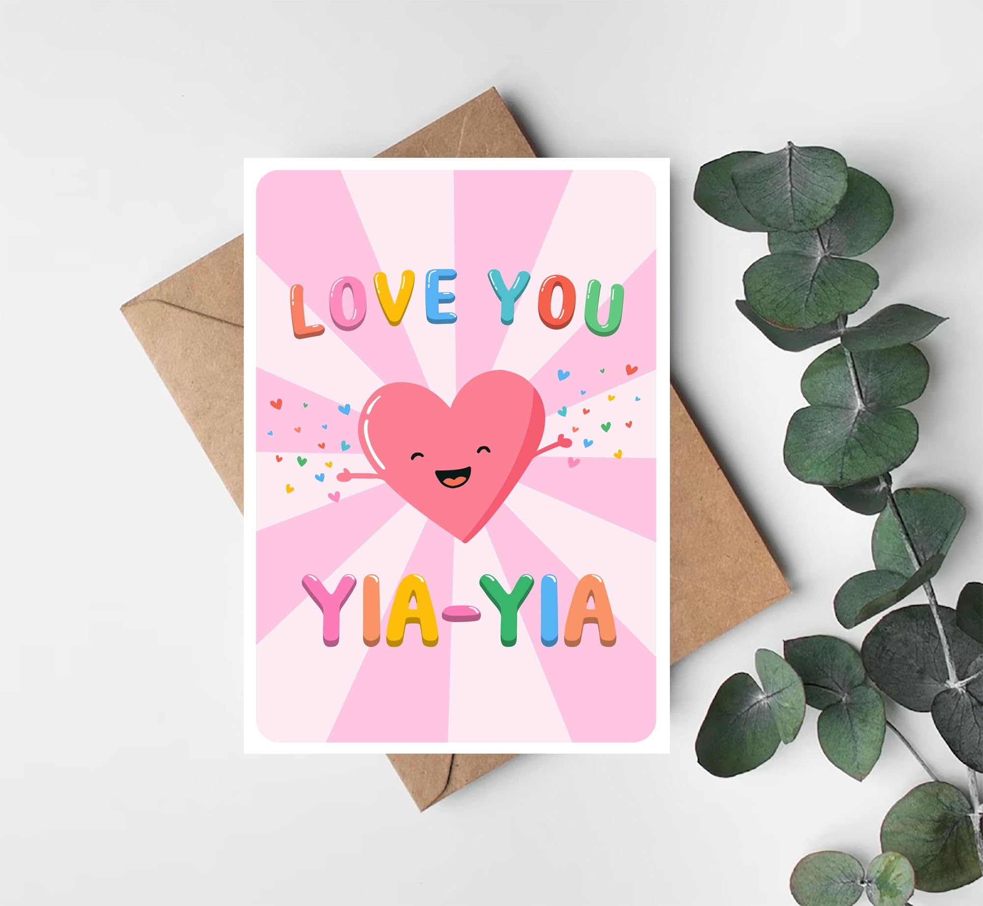PTDShops Love You Yia-Yia Card - Cute Birthday Card For Yia-Yia - Mother's Day Gifts - Greeting Card For Anniversary - Thank You- I Love You Yia-Yia Card - New Yia-Yia Card