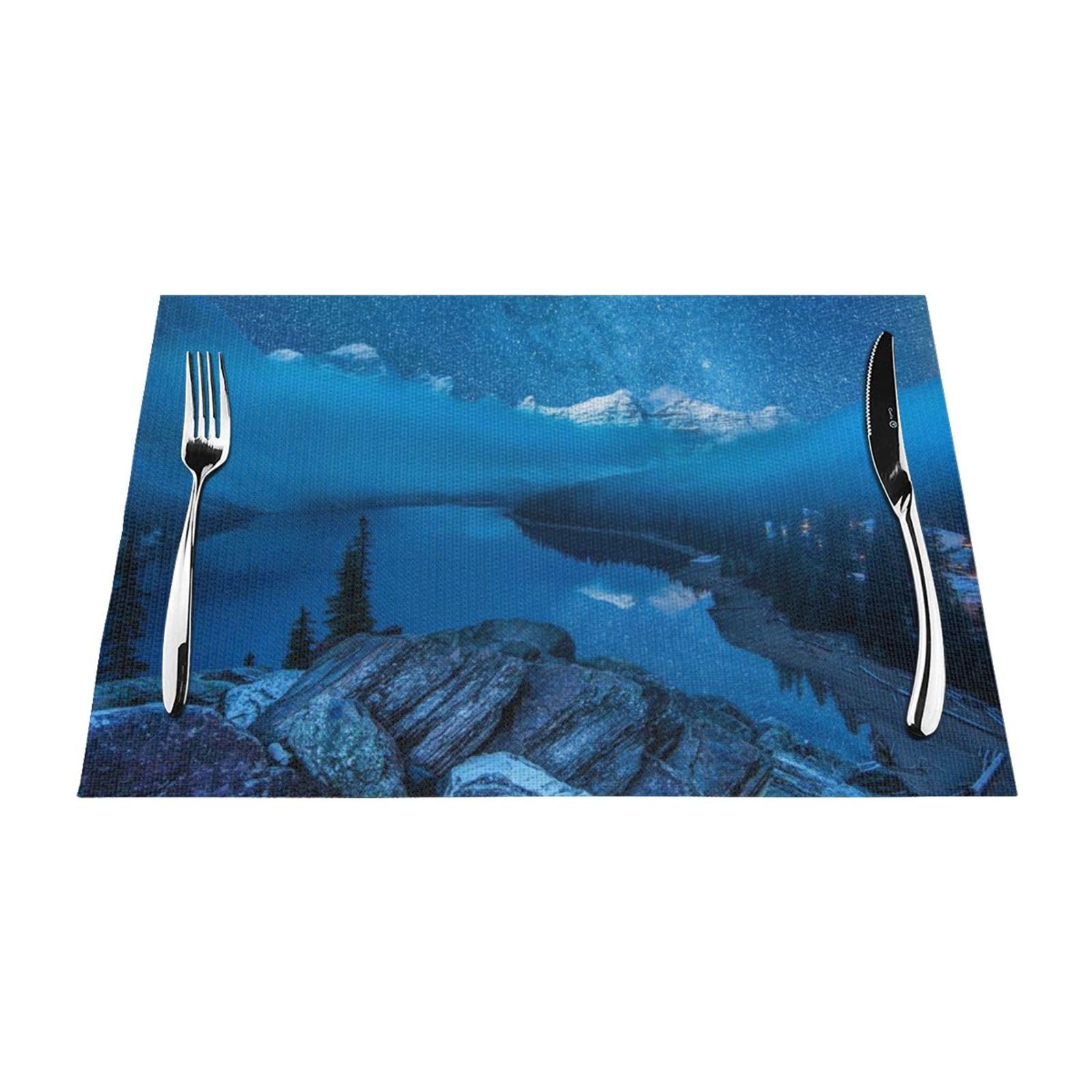 Set de table antidérapant et lavable motif Moraine Lac pour protection thermique