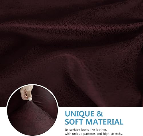 Miniatura 5 de ANARACHON Fundas de cojín de sofá con aspecto de cuero, juego de fundas de asiento de sofá, protector de muebles para sillón seccional, sofá biplaza