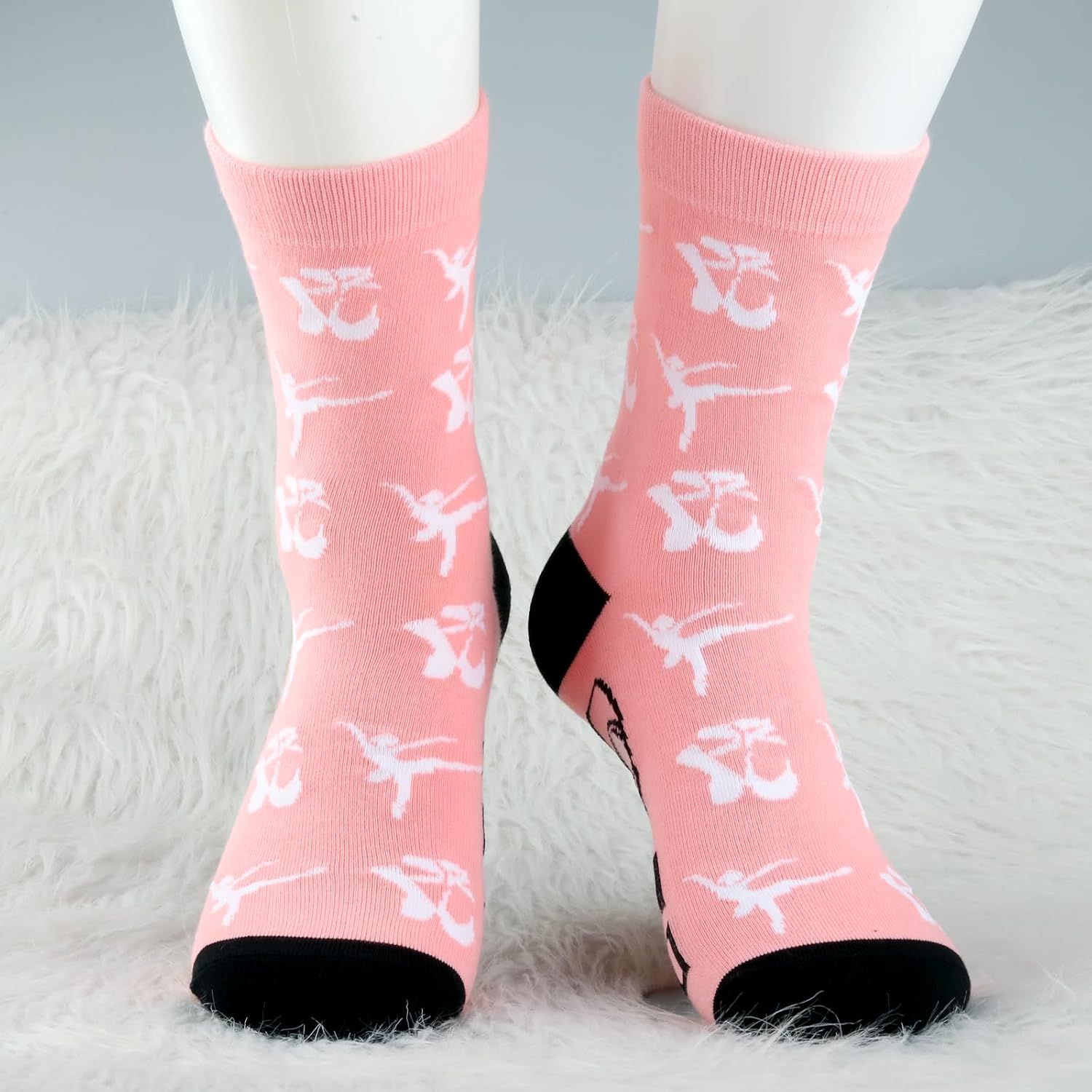 MBMSO Ballet Dancing Gifts 2 Pairs Dance Socks for Girls Ballet Dance Lover Gift Dancer Coach Gifts Ballerina Novelty Socks image 2