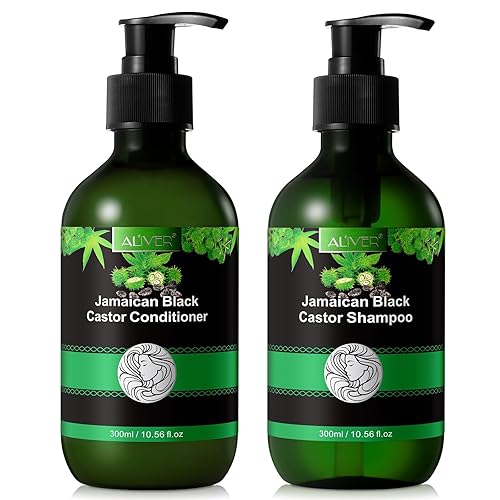 Juego de champú y acondicionador de aceite de ricino negro jamaicano para cabello rizado, champú de aceite de ricino negro puro para hombres y