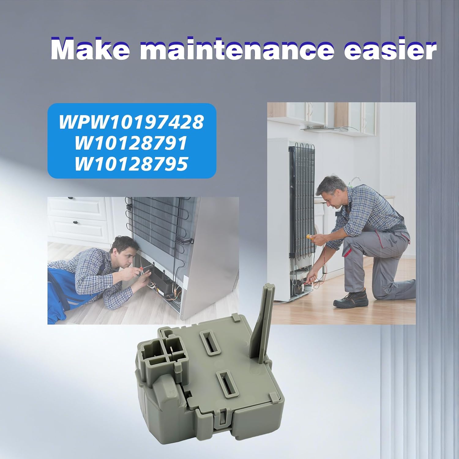 WPW10197428 Refrigerator Start Device Assembly Replacement Part with Capacitor - Replaces W10128791, W10128795, and W10197428
