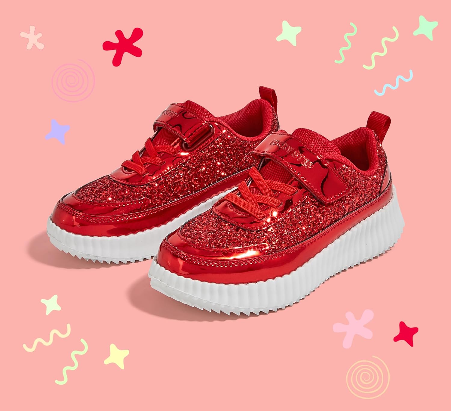 LUCKY STEP Kid's Glitter Running Sneaker Sparkly Braided Shiny Bling Princess Shoes School Athletic Walking Shoes for Children/Boys/Girls - Image 8