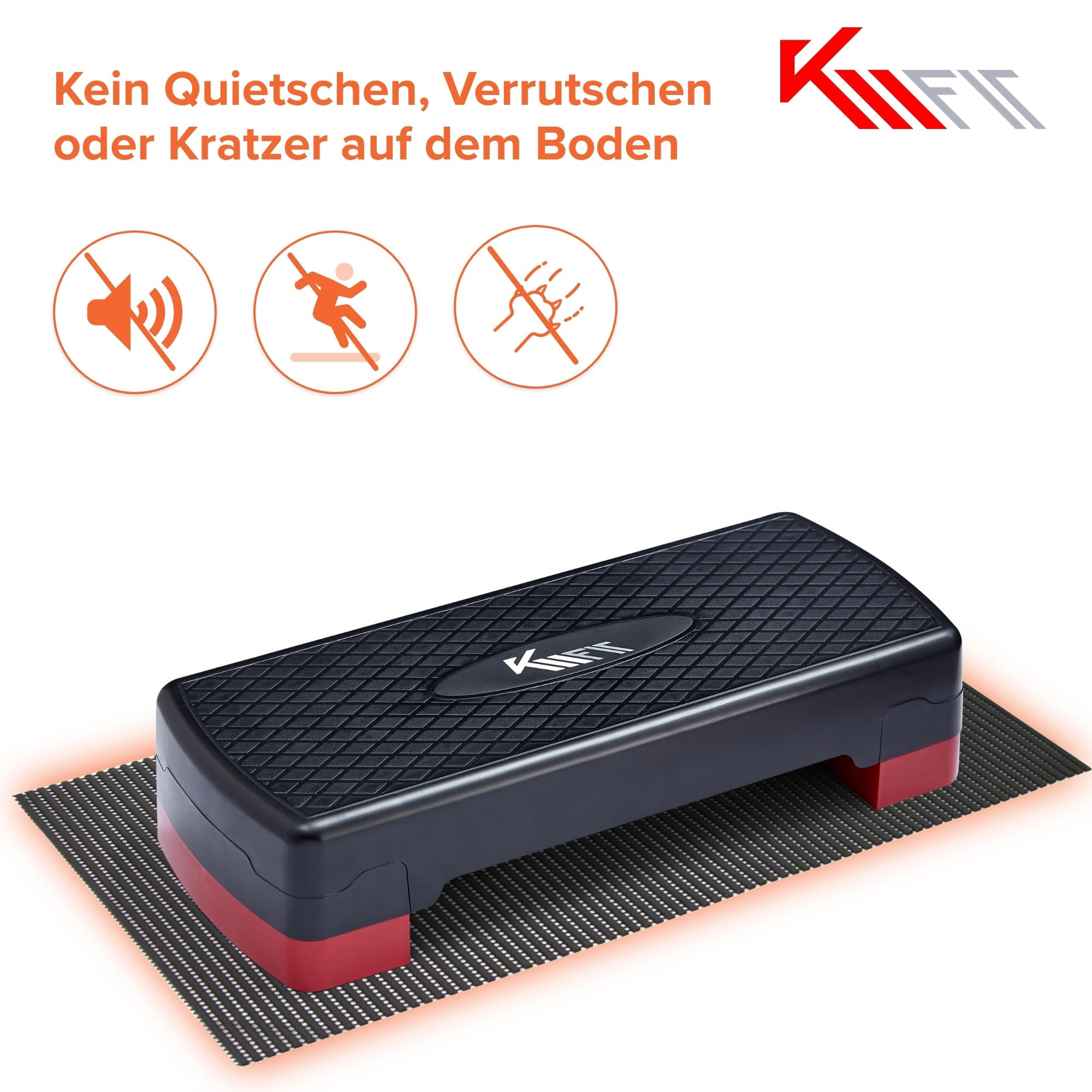 KM-Fit Fitness Stepper | Steppbrett Aerobic Stepper für zuhause | Step-Bench 2-fach höhenverstellbar | Belastbarkeit bis 200 kg | Gymnastik Home-Stepper mit Anti-Rutsch-Matte | Aerobic Steppbank