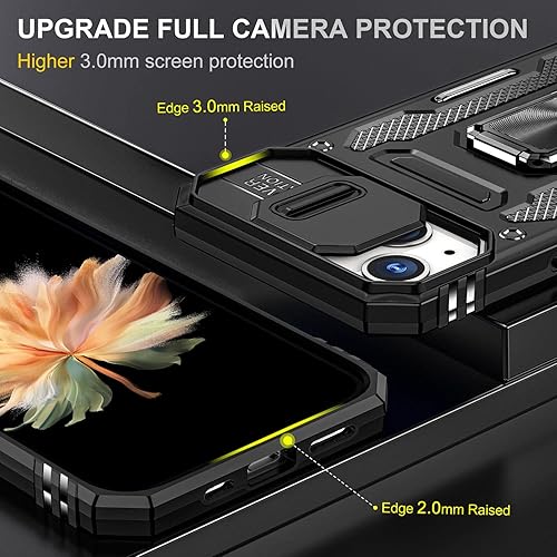 Miniatura 3 de Funda para iPhone 13 Mini con cubierta para lente de cámara, con soporte de anillo para soporte, soporte magnético para automóvil, para iPhone 13