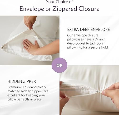 Miniatura 5 de Mulberry Park Funda de almohada 100% seda, 19 momme, seda de morera grado 6A, cierre de sobre profundo, verdeQueen (20 x 30 pulgadas)