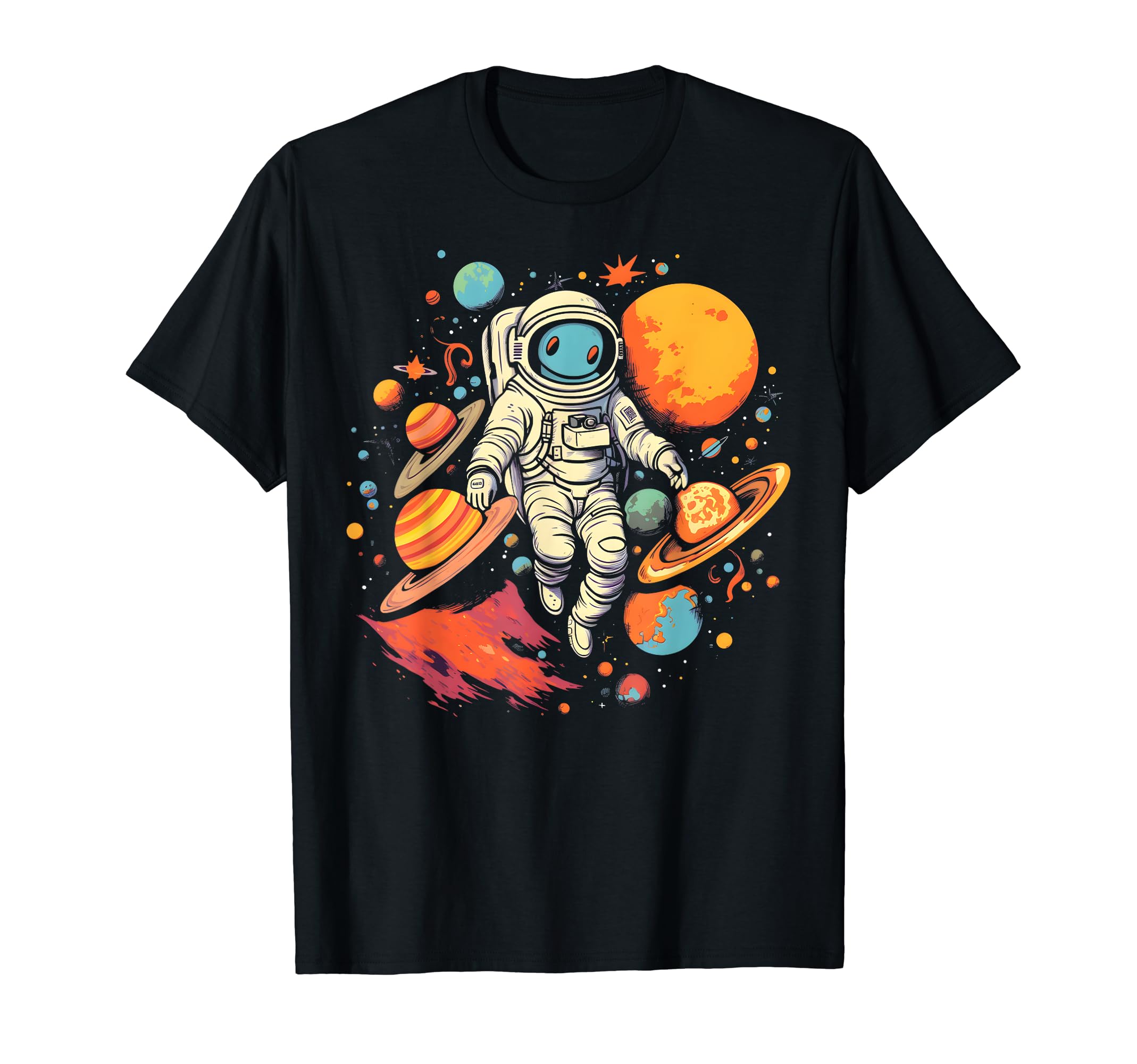 Cool Cartoon Astronaut Graphic T-Shirt