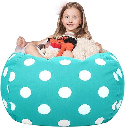 Miniatura 157 de WEKAPO - Puf con cremallera para guardar juguetes de peluche, hecho de lona de algodón de alta calidad, extragrande de 38 pulgadas, ideal para los