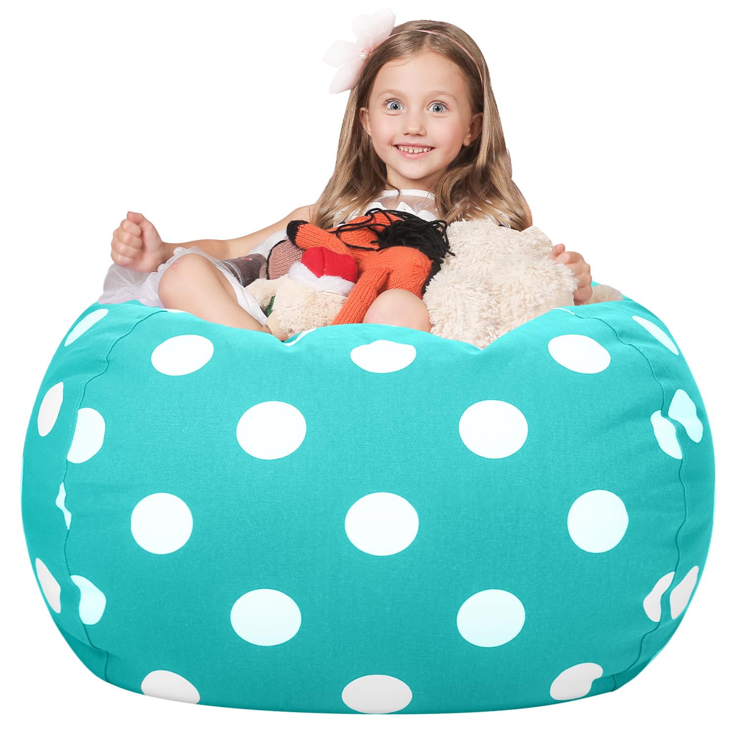WEKAPO Stuffed Animal Storage Bean Bag Chair Cover for Kids