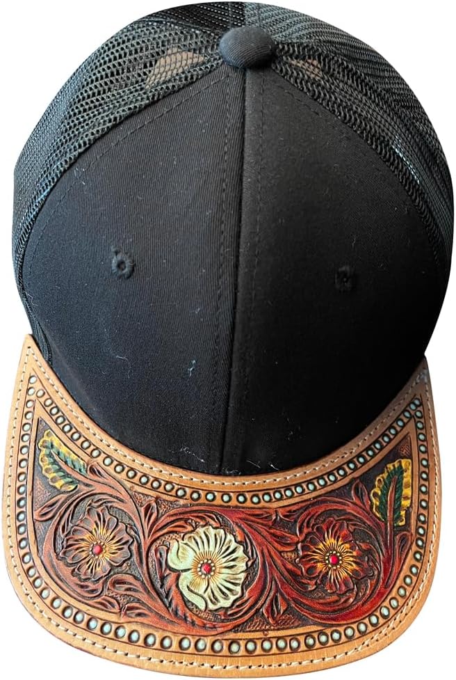 American Darling Men/Women Adjustable Cap With Leather On Visor Black | Vintage