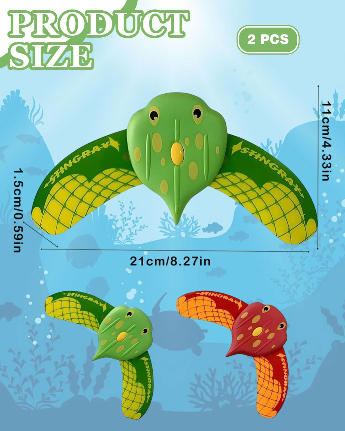 2 pcs Juguetes de Buceo, Juegos Pez Agua Acuático para Piscina, Verano, Devil Fish para Niños