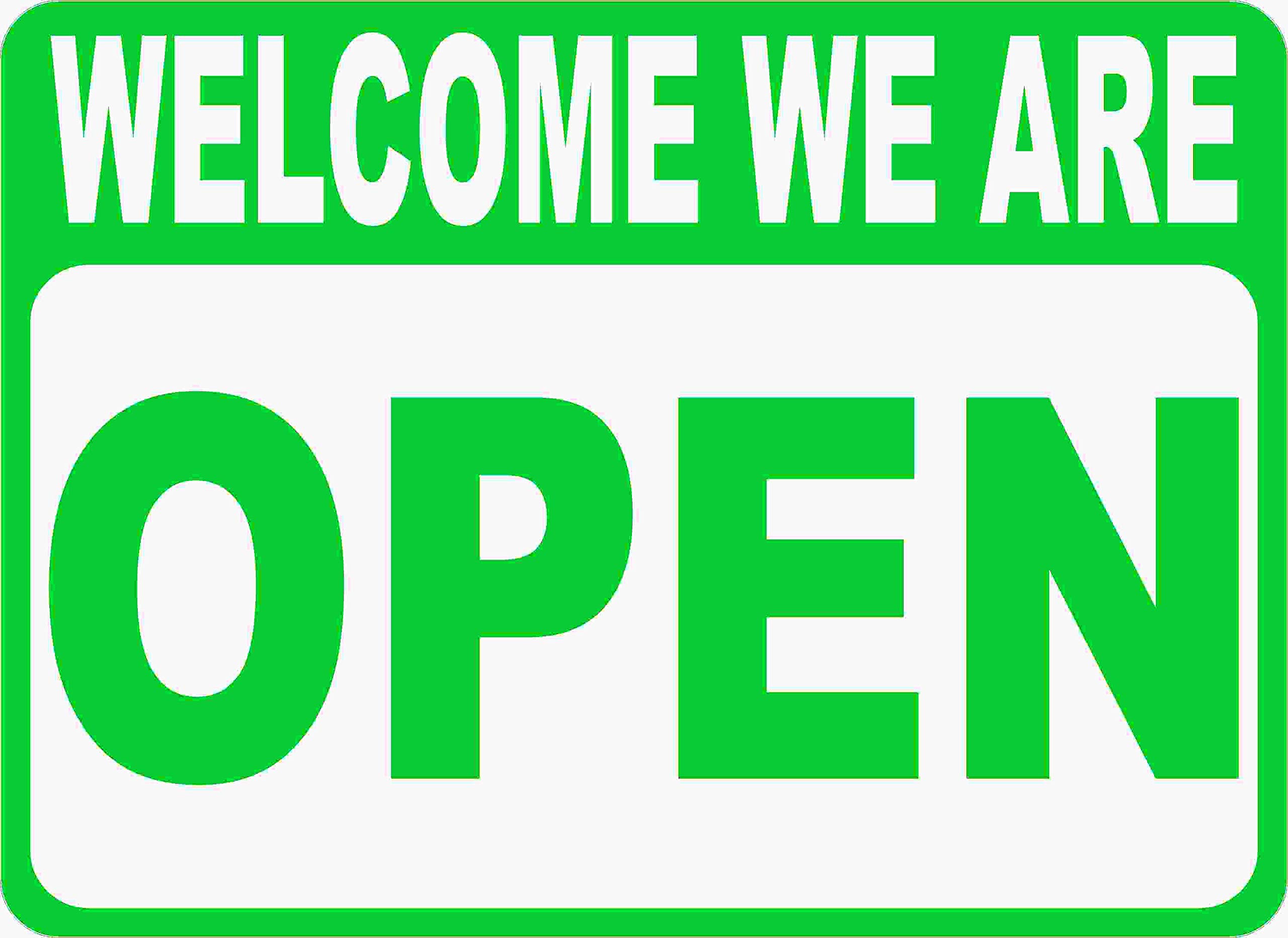 Welcome We are Open Sorry Closed Sign. 2-Sided. 12x18 Metal. Business Hours Signs