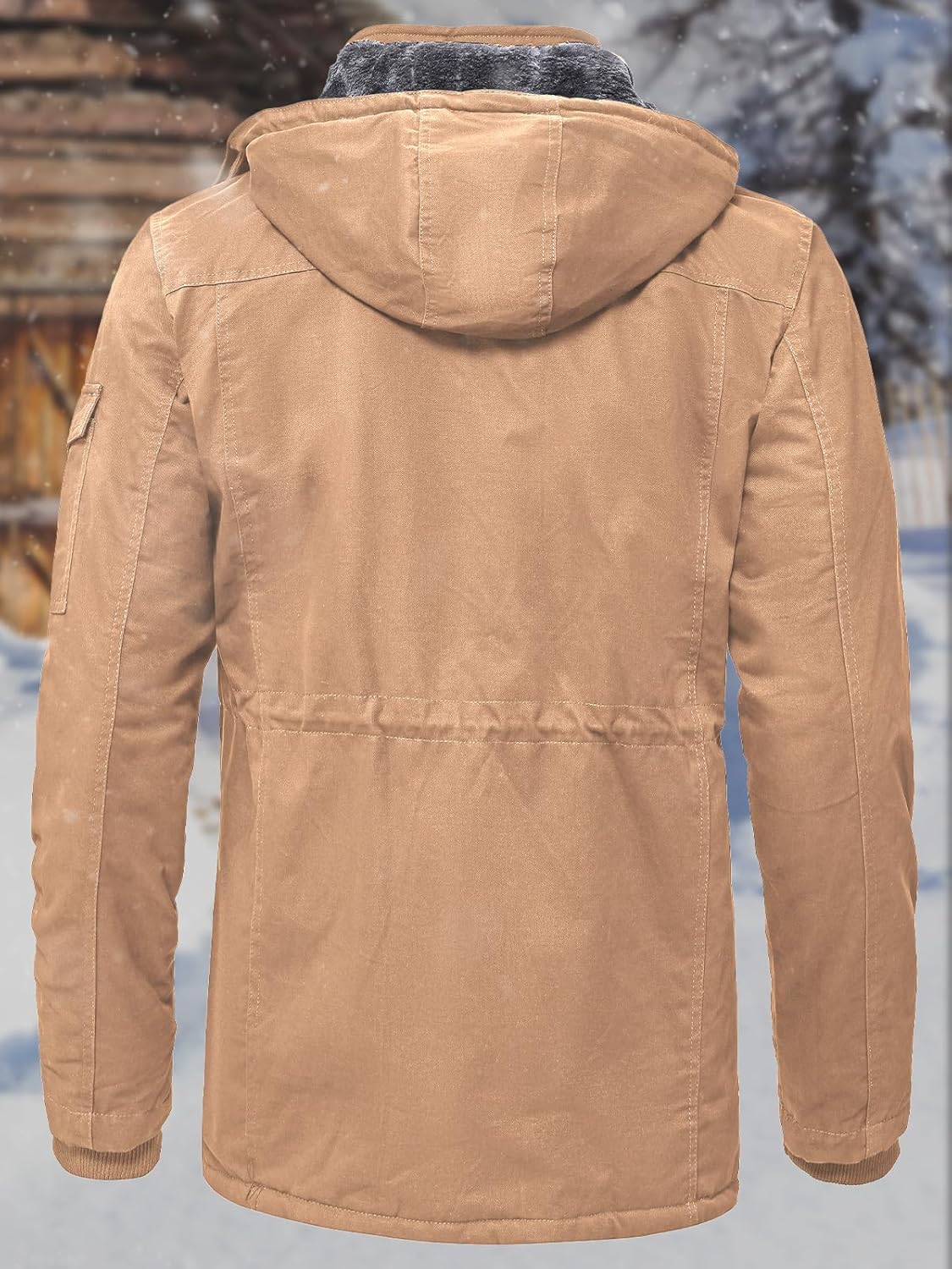 SPOSULEI Winter Jackets for Men Cotton Work Fleece Lined Army Jacket Winter Military Coat with Multi-Pockets Black M - Image 3