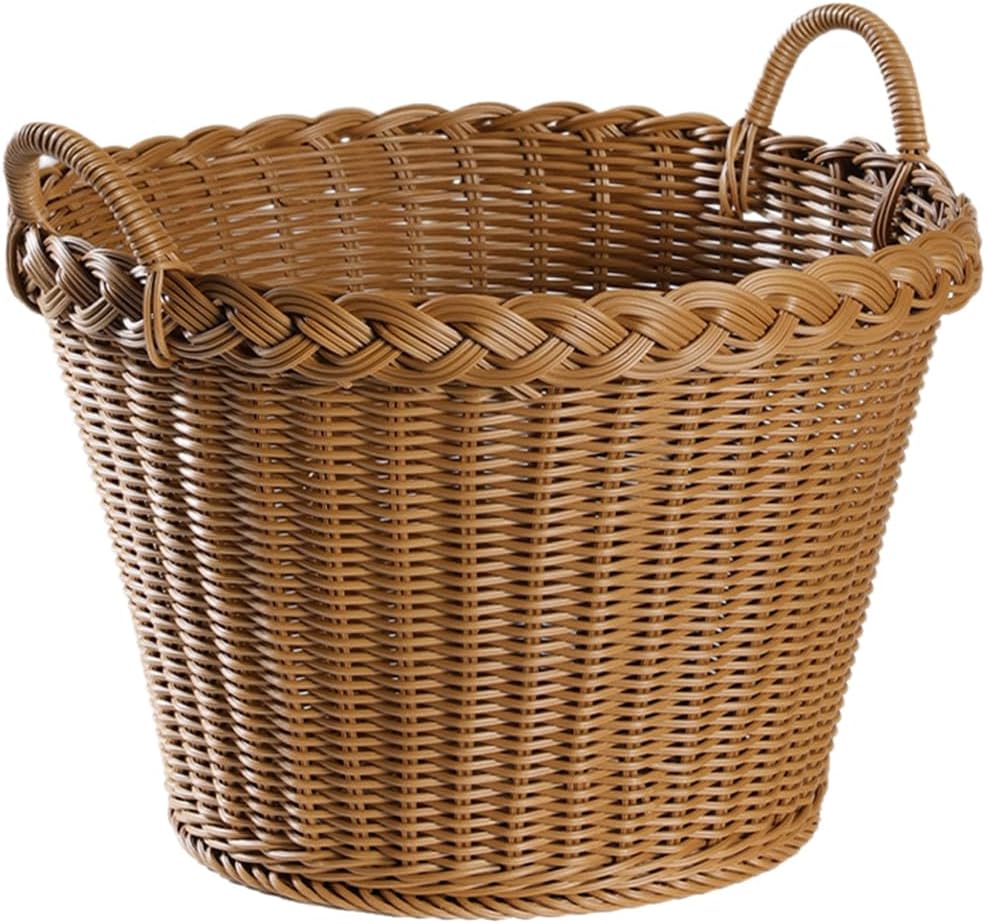 BESTOYARD Large Storage Laundry Basket 14" X 14"X 13" Handmade Woven Basket for Blanket Basket with Handles for Living Room Toys Storage