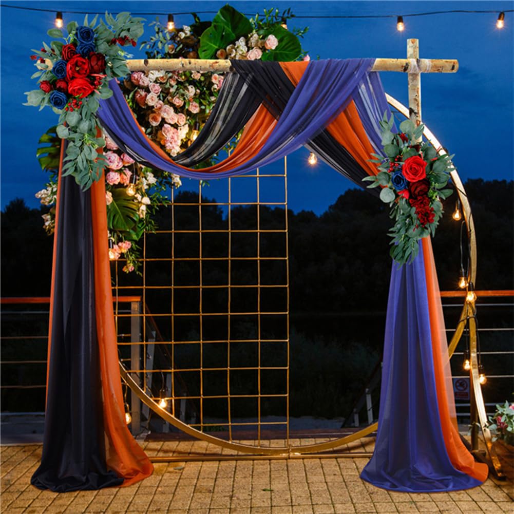 3 Packs Vorhang Querbehang Oben Schwarz Blau Terrakotta Transparent Voile für Hochzeitsvorhang Hochzeit Hintergrund Deko Hochzeitsbogen Fotografie Vorhänge Hochzeit Torbogen Zeremonie