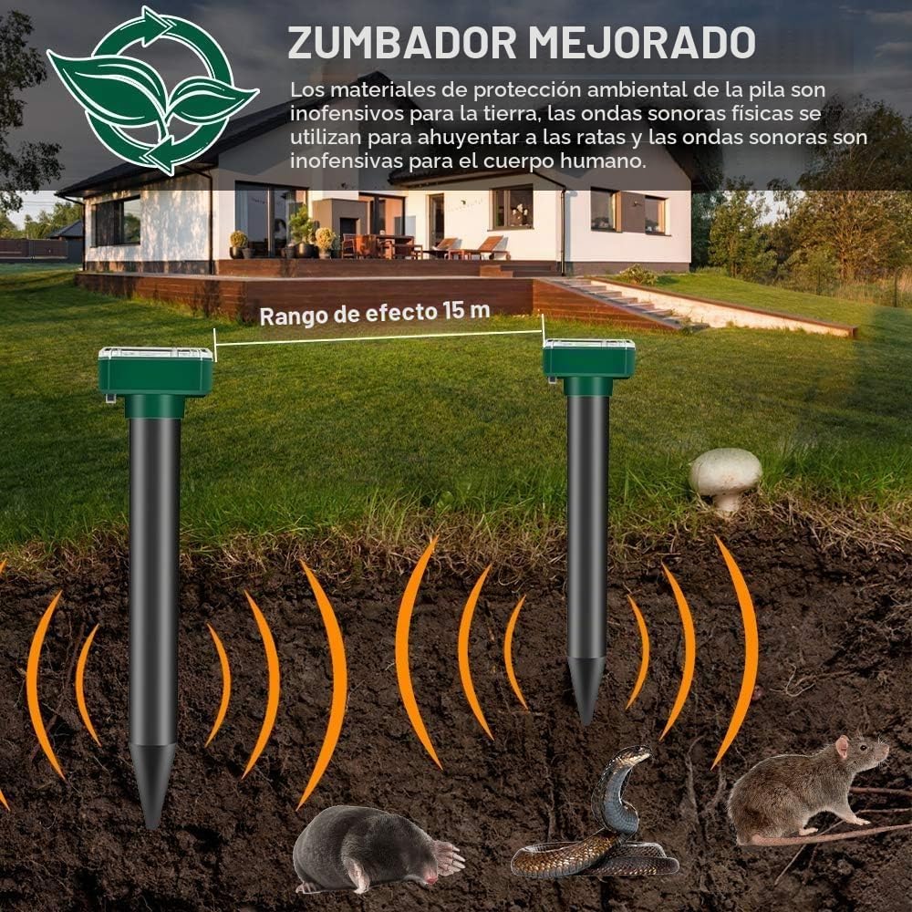 8 unidades de ahuyentador solar de topos, ultrasónico, repelente solar de topos, control de topos, repelente de ratas de campo, control de plagas con IP65 para césped y jardín
