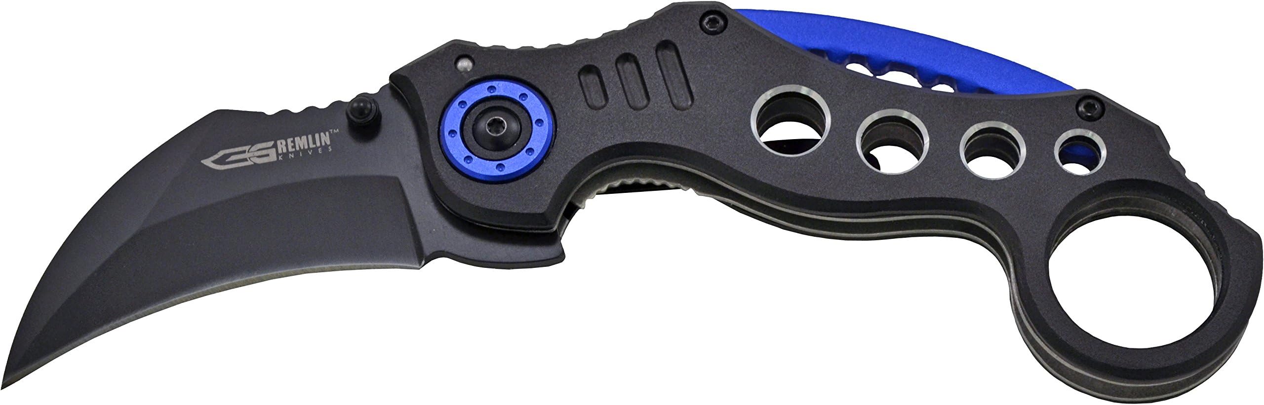 Gremlin Knives Blue GK 320 Series Assisted Opening Folding Knife 5-Inch Closed