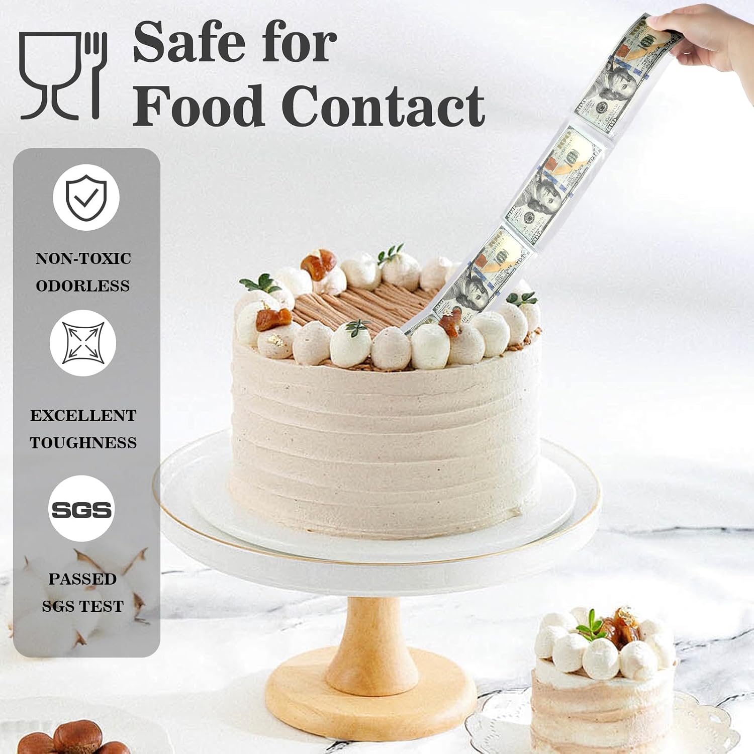 100Pcs Cake Money Box Transparent Bag Clear Paper Money Currency Sleeves Self Sealing Cellophane Money Bags