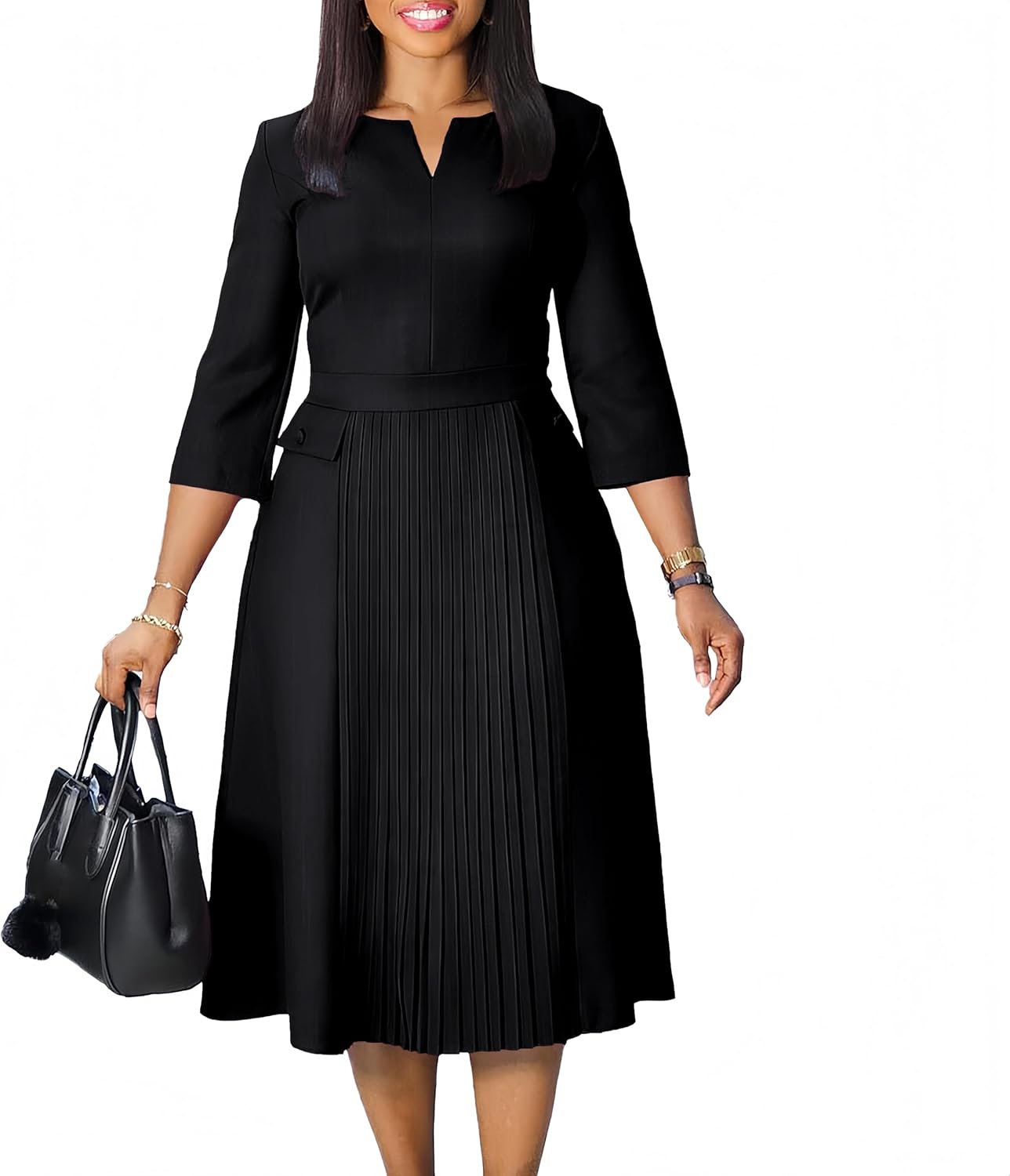 Wear to Work Midi Dress for Women Business Casual A-line Dress Elegance Church Outfits