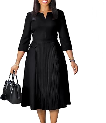 Wear to Work Midi Dress for Women Business Casual A-line Dress Elegance Church Outfits