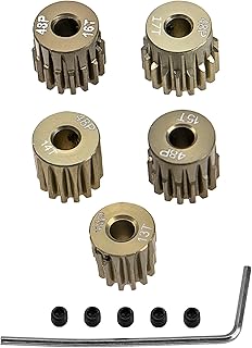 ShareGoo 7075 Aluminum Alloy 48P 3.175mm Pinion Gear Sets 13T 14T 15T 16T 17T Motor Gears Fit 3.175mm (1/8-Inch) Shaft Compatible with HPI Losi Axial Traxxas Tamiya 1/10 RC Car,5Pack