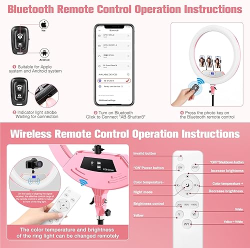 Miniatura 27 de Anillo de luz de 22 pulgadas con soporte, trípode de luz de anillo para iPhone iPad, con trípode de 75 pulgadas, pantalla LCD, 4 clips para iPad, 2