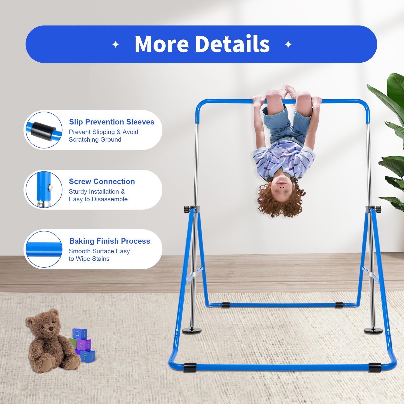 Ginnastica per bambini, sistema di sollevamento orizzontale pieghevole, regolabile in altezza, portata fino a 100 kg, attrezzo da allenamento per bambini, 3-8 anni, ideale per calci