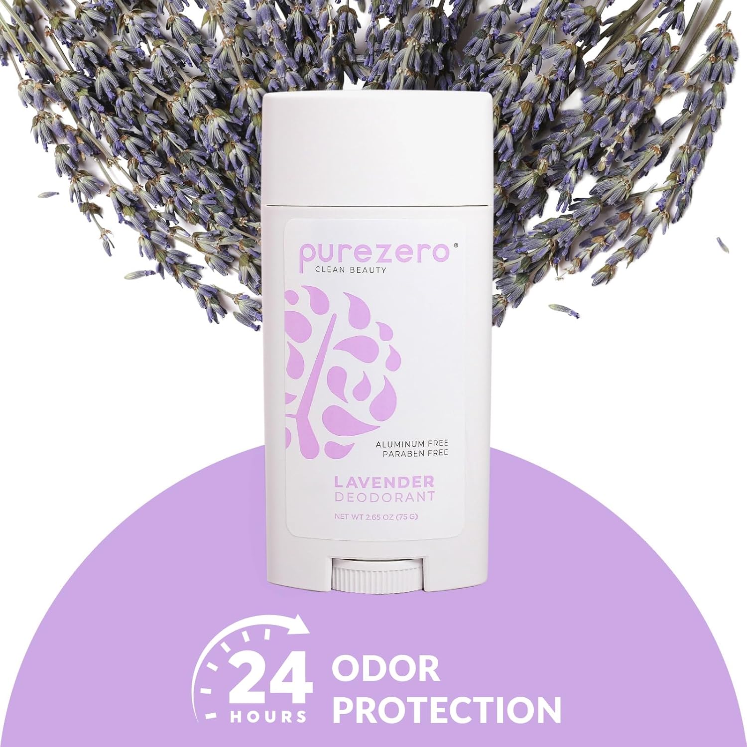 Purezero Deodorant | LAVENDER | Aluminum & Paraben Free with Baking Soda and 24-Hour Odor Protection | For Women & Men | Infused with Shea Butter & Coconut Oil (1 Pack) - Image 3