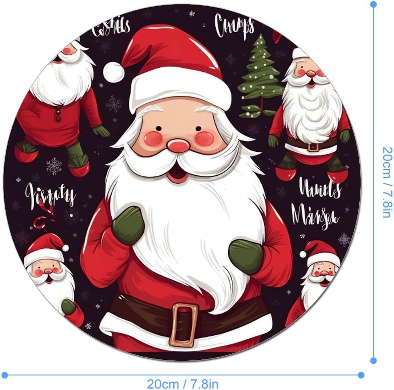 Christmas Santa Claus Mouse Pad with Non-Slip Rubber Base Personalized Round Mouse Mat Nice and Cute Gaming Mousepad for Computers Home Office Desk Decor Accessories image 2