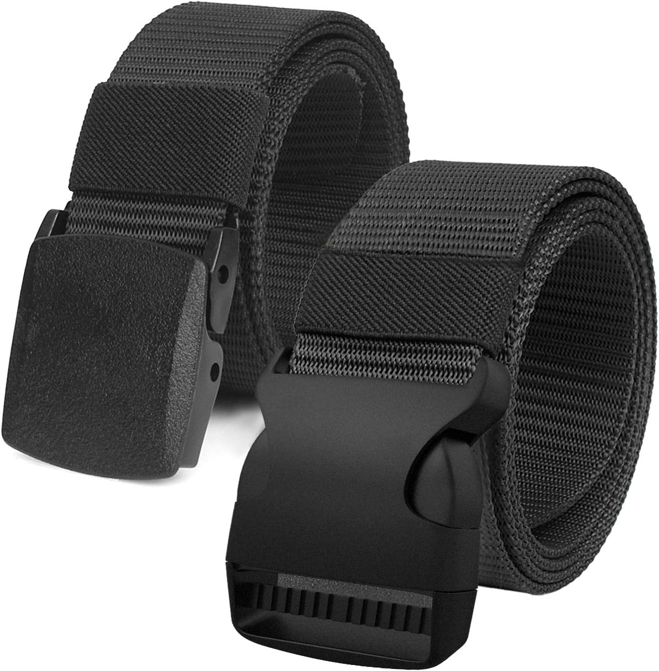 Chalier 2er Herren Gürtel Ohne Löcher Nylon Canvas Arbeitsgürtel Stufenlos Verstellbarer Stoffgürtel, Geeignet für jeden Anlass, Geschenke für Männer